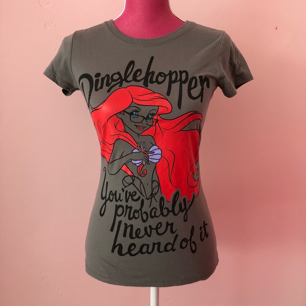 NWOT S Disney Hipster Ariel Gray Tee Shirt